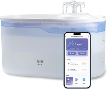 Geeni PetConnect 2.6L Smart Pet Water Fountain, Automatic Filtered Water Bowl for Cats and Dogs, Wi-Fi Controlled, Alexa & Google Home Compatible, Clean and Fill Alerts, White