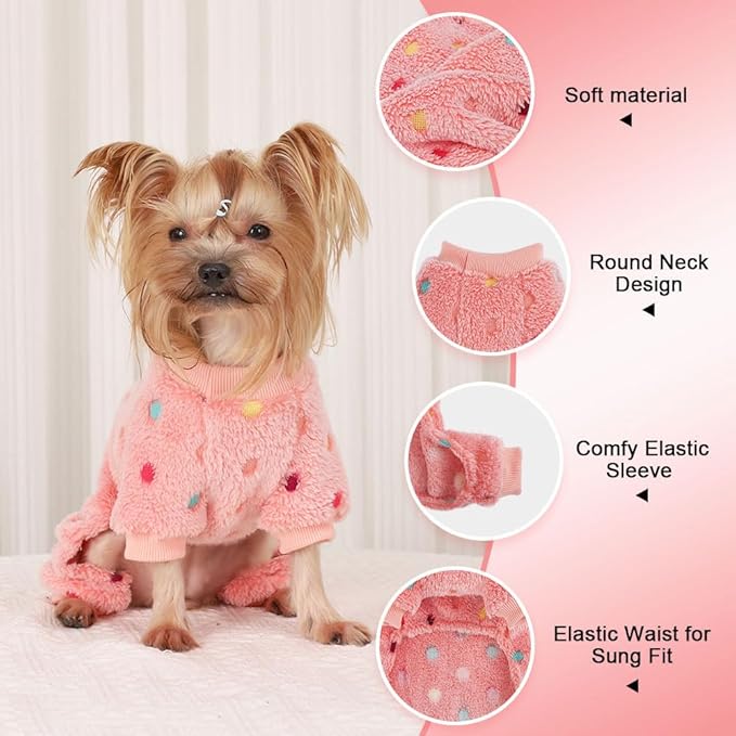 YIKEYO Dog Pajamas for Small Dogs Boy and Girl,Cotton Small Dog Sweater, Stretchable Pet Jammies Puppy Outfits for Dogs Female Male, Winter Doggie Pjs Clothes(Pink, XXS)