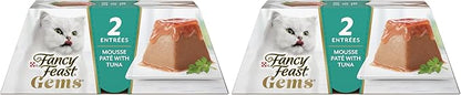 Fancy Feast Gems Pate Cat Food Mousse with Tuna and a Halo of Savory Gravy Cat Food - 4 oz. Boxes,(Pack of 16)
