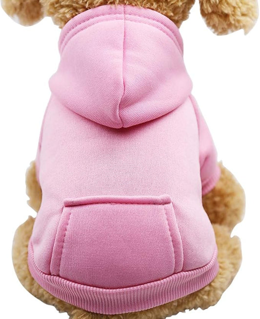 Jecikelon Winter Dog Hoodie Sweatshirts with Pockets Warm Dog Clothes for Small Dogs Chihuahua Coat Clothing Puppy Cat Custume (Pink, Small)