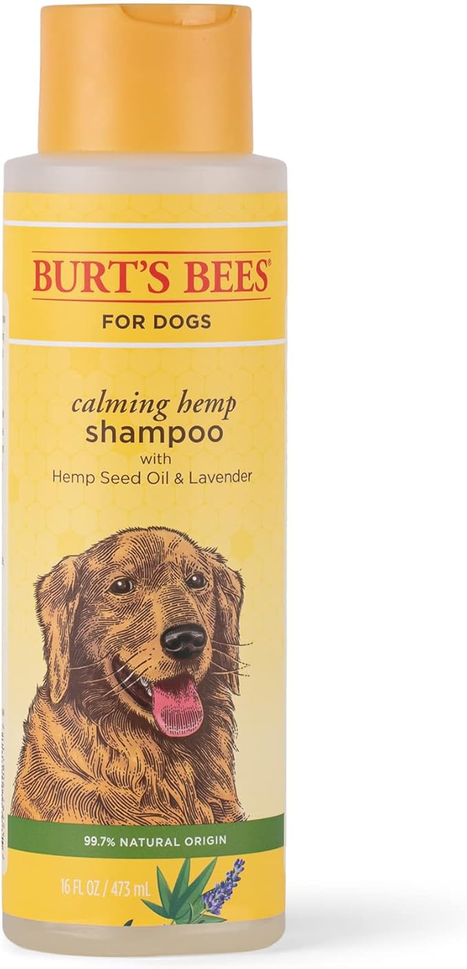 Burt's Bees for Pets Calming Dog Shampoo with Hemp Seed Oil and Lavender, 95% Natural Origin Formulas, Soothing Lavender Shampoo for Dogs - Gentle Dog Wash 16 oz