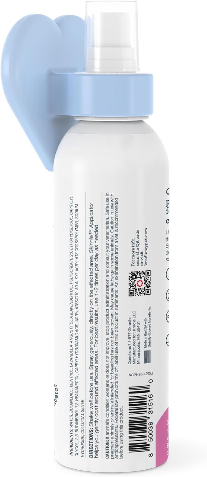 Kradle Skin Recovery Spray for Dogs - with Colloidal Silver, Lavender, and Menthol - Soothe Hotspots + Skin Related Issues - 2 Pack