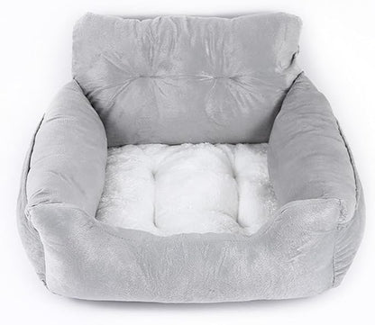 Dog Bed, Removable and Washable car Litter pet cat and Dog car Sofa Litter Suitable for Travelling. (Grey (Non-Removable))