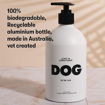 DOG by Dr. Lisa Leave-in Conditioner w/Coconut Oil, Rose Water, Chamomile, Natural, No Rinse, Moisturizing Coat & Skin Conditioning Treatment w/Plant Based Essential Oils, Vegan,16.9 oz Bottle