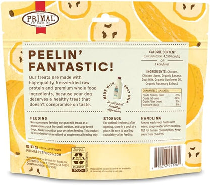 Primal Freeze Dried Dog Treats, Peelin' Fantastic; Chicken & Banana with Goat Milk, Grain Free Training Treats for Dogs, 2 oz (Pack of 2)