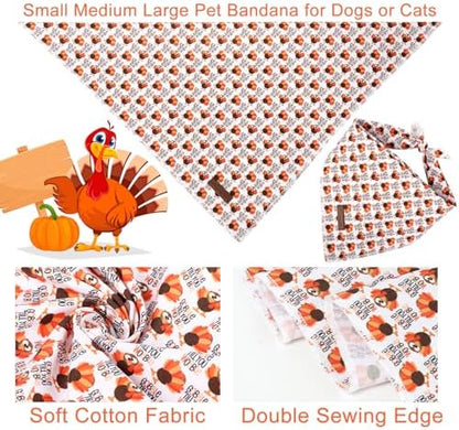 Thanksgiving Dog Bandana, Triangle Bid Scarf with Turkey Pattern, Cotton Pet Kerchief for Girl Boy Dogs or Cats, Cute Puppy Bandana, Fancy Thanksgiving Gifts for Dogs