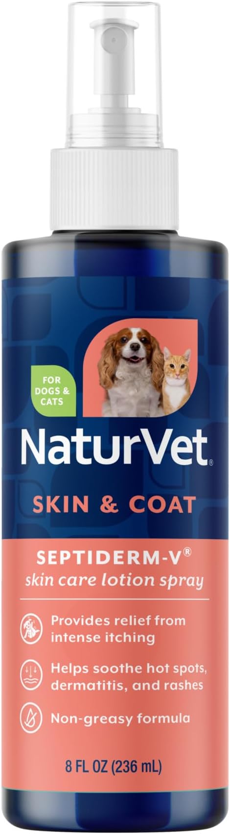 NaturVet Green Tree Septiderm-V Skin Care Lotion for Dogs & Cats – Pet Health Supplement for Dermatitis, Dog Skin Allergies, Itching, Hot Spots, Cat Rashes – Pet Lotion, Grooming Aid – 8 Oz.