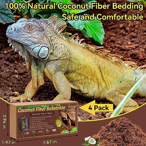Legigo 4 Pack Coconut Fiber Substrate, Natural Coco Coir Reptile Bedding