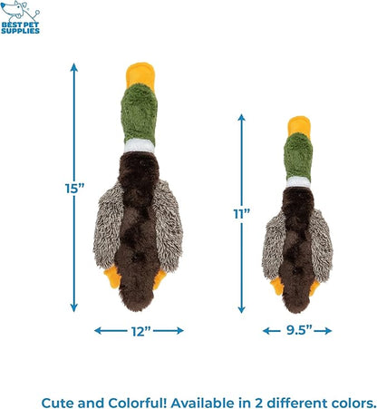 Best Pet Supplies Interactive Squeaky Dog Chew Toy, Ideal Dog Toys for Chewers, Small, Medium & Large Dogs, and Fetch Lovers - Mallard Duck (Brown), Small