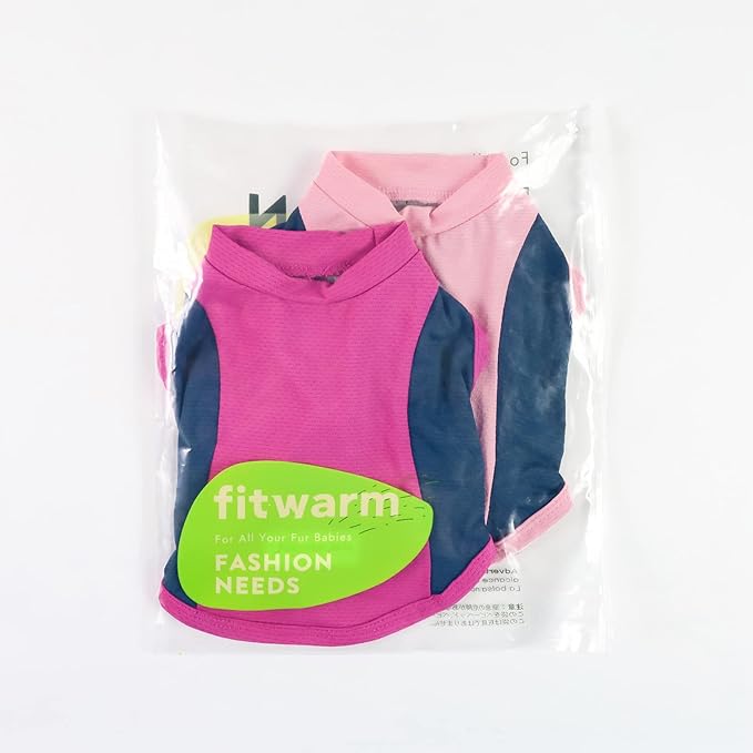 Fitwarm 2 Pack UPF 50+ UV Sun Protection Dog Shirt, Lightweight Breathable Cooling Vest, Quick Dry Dog Summer Clothes for Small Dogs Boy Girl, Reflective Label Pet Cat Outfit, Pink, Small
