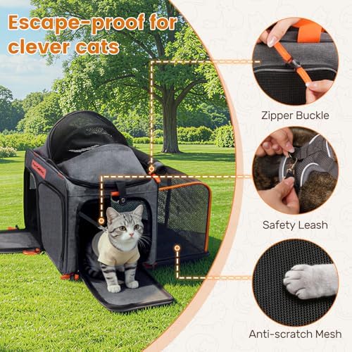 Cat Carrier Soft Sided Airline Approved for Small Pet Dog Travel