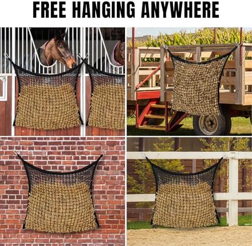 Slow Feed Hay Nets for Horses, Large Capacity Hay Bags, 4 Pack
