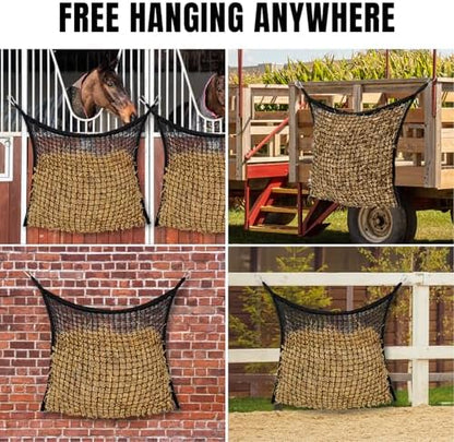 Slow Feed Hay Nets for Horses, Large Capacity Hay Bags, 4 Pack