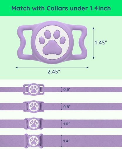 IP68 Waterproof Dog AirTag Holder for Dog Collar, Soft, Stretchy Silicone | Full-Body Protection, Easy Tool-Free Installation, Quiet, No-Dangle Fit, Lightweight, Fits Dog & Cat Collars of All Widths