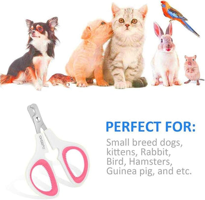 Pet Nail Clippers, Update Version Cat & Kitten Claw Nail Clippers for Trimming, Professional Pet Nail Clippers Best for a Cat, Puppy,Rabbit, Kitten & Small Dog,Sharp & Safe (Pink)