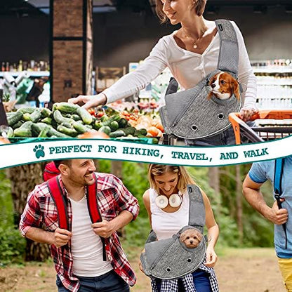PetAmi Small Dog Sling Carrier, Puppy Cat Hands-Free Purse, 10 lb, Gray
