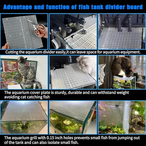 Plastic Egg Crate Grip Panel Fish Tank Divider Aquarium Divider Filter Bottom Fish Tank Isolation Board Egg Crate Tray (White, 12pcs 11.8X5.9 Inch with 0.15 Inch Hole)
