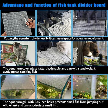 Plastic Egg Crate Grip Panel Fish Tank Divider Aquarium Divider Filter Bottom Fish Tank Isolation Board Egg Crate Tray (White, 12pcs 11.8X5.9 Inch with 0.15 Inch Hole)
