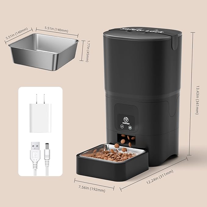 PAPIFEED Automatic Cat Feeder,Camera 1080P HD - 6L Pet Feeder, 2.4/5G WiFi Smart App Control, Bluetooth Assist Link,Wide-Angle Lens,Automatic Feeder for Small and Medium-Sized Pets (WiFi 2.4G)