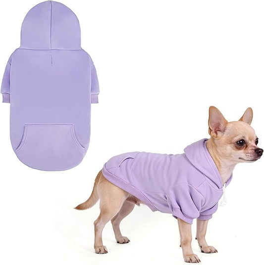 KOOLTAIL Dog Hoodie for Large Medium Small Dogs,Soft&Warm Pet Sweater with Leash Hole and Pocket Boy Girl, Puppy Fall Winter Jacket Clothes,French Pitbull Cold Weather Coat Sweatshirt,Lavender S