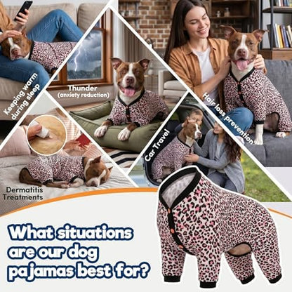 LovinPet Lovin Dog Pajamas, Pitbull Clothes, Neon Pink Cheetah Print, 3XL