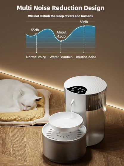 Wireless Cat Water Fountain Cordless No Filters, 4.5L Automatic Wastewater Separation Pet Water Fountains for Cats Indoor, Quiet Cat Dog Water Dispenser Rechargeable Kitty Drinking Fountains for Pets