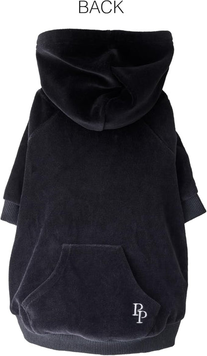 Pet Passion Cooper II Organic Cotton Velour Dog Hoodie Pet Coat for Small, Medium and Large Dogs, Black, XX-Large (70-110 lbs)