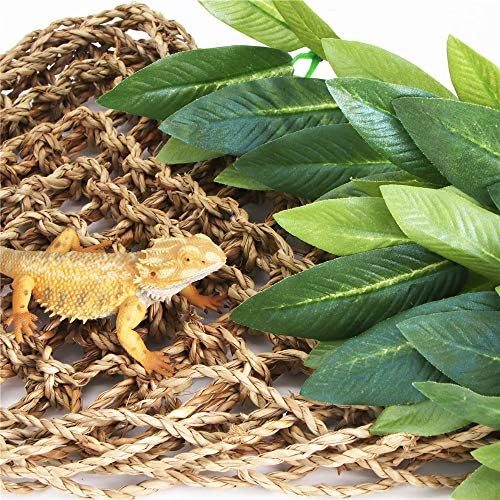SLSON Reptile Plants Hanging Silk Terrarium Plant with Suction Cup for Bearded Dragons,Lizards,Geckos,Snake Pets and Hermit Crab Tank Habitat Decorations,Small Size,12 inches Green