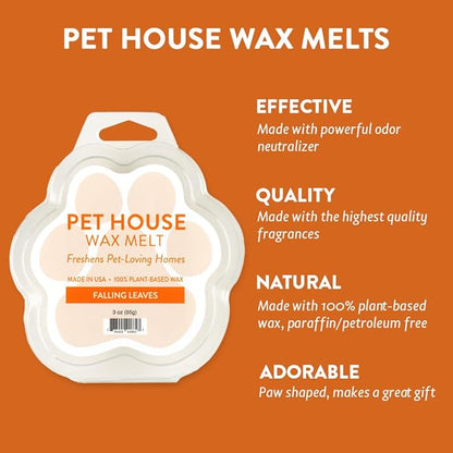 One Fur All Pet House Scented Wax Melts for Warmer - Long-Lasting Pet Friendly Plant Based Soy Wax Melts - Falling Leaves Pack of 2