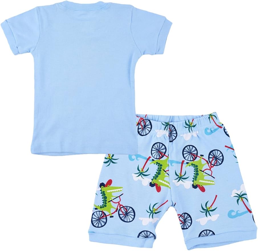 Popshion Boys Pajamas 100% Cotton Toddler Clothes Summer Pjs for Boy Planet Dinosaur Sleepwear Kids Short Sets 2-10 Years