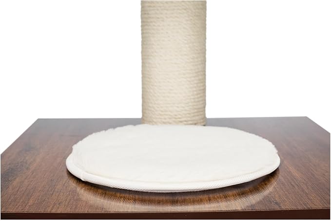 Trixie 31-in Inola Wooden Cat Tree, Jute Scratching Posts, Cat Condo with Cushion, Removable Cozy Pads, Dangling Cat Toy, Walnut