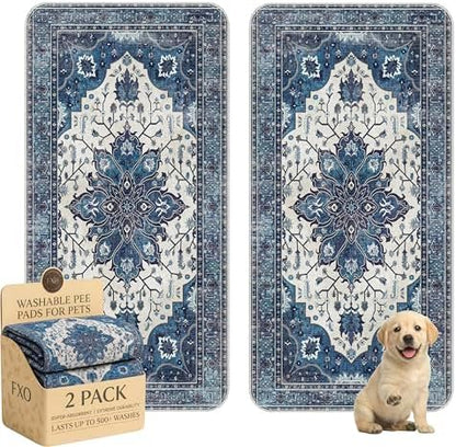 Washable Pee Pads for Dogs,Great Urine Absorbent Reusable Puppy Training Pads,Waterproof,Leak-Proof & Non-Slip Potty Pads for Whelping,Crate,Playpen,Bed.(Dark Navy Floral,36"x72")