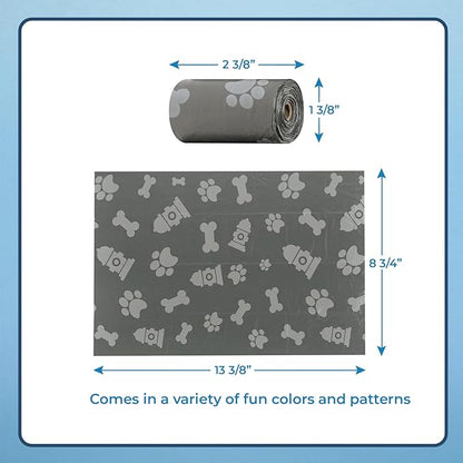 Best Pet Supplies Dog Poop Bags for Waste Refuse Cleanup, Doggy Roll Replacements for Outdoor Puppy Walking and Travel, Leak Proof and Tear Resistant, Thick Plastic - Gray, 240 Bags