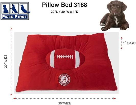Pets First NCAA PET BED- Alabama Crimson Tide Soft & Cozy Plush Pillow Bed. - Sports Dog Bed. Cuddle, Warm Collegiate Mattress Bed for Cats & Dogs