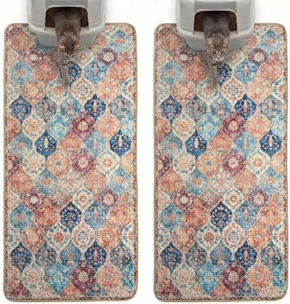 Hompet Cat Litter Mat 2 Pack, 24.8x54 Large Machine Washable Trapping Mats for Cats, Super Absorbent & Urine-Proof Cat Litter Box Mat for Floor, Waterproof & Non Slip Kitty Litter Rug