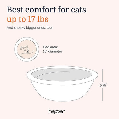 Hepper Cat Nest - Washable Cat Bed with Removable Fluffy Fleece Liner - Cozy Comfy Calming Cat Bed Round Shape - Cat Warming Bed - Donut Cat Bed Desk Ready - Small Cat Bed for Indoor Cats (Grey/White)