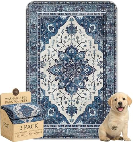 Washable Pee Pads for Dogs,Great Urine Absorbent Reusable Puppy Training Pads,Waterproof,Leak-Proof & Non-Slip Potty Pads for Whelping,Crate,Playpen,Bed.(Dark Navy Floral,24"x36")