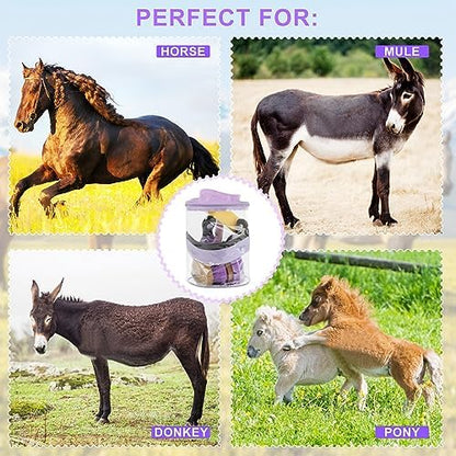 Horse Grooming Kit, 9-Piece Horse Brush Set with Tote Bag, Purple
