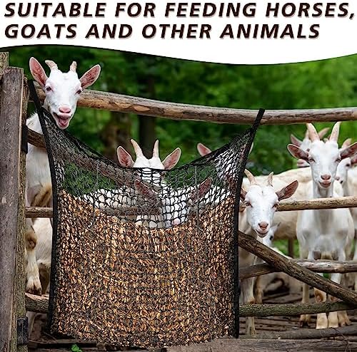 Fabbay 2 Pcs Slow Feed Hay Net for Horses, 63 x 40 Inch Hay Bag, Black