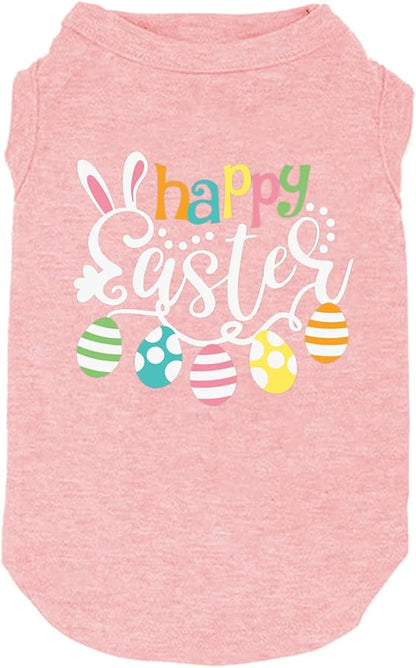 Happy Easter Shirts for Dog Funny Print Vest for Small Medium Large Dogs Soft and Light-Weight T Shirts Gift for Puppy (Medium, Pink)