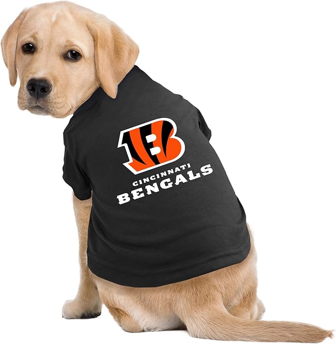 Littlearth NFL Cincinnati Bengals Pet T-Shirt, Team Color, Large