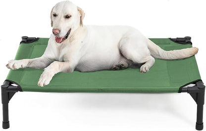 Garnpet Elevated Dog Bed for Large Dogs - Heavy Duty, Recyclable Mesh, Fits Up to 150 LBs - Indoor & Outdoor, Green
