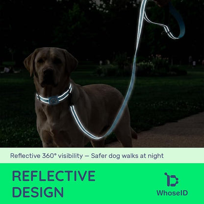 Airtag Dog Collar and Leash Set,Reflective Ultra-Durable Nylon Padded with QR Buckle & IP68 Waterproof Air Tag Holder Compatible for Apple AirTag, Comfortable for Small Medium Large Dogs (Blue Set,S)