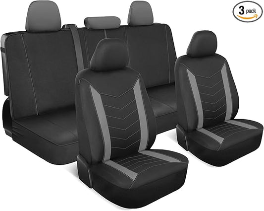 Motor Trend Neoprene Waterproof Seat Covers for Cars, Trucks, & SUV – Black & Gray Automotive Interior Protectors - Rear Split Bench Protector for Kids Dogs & Pets – Forros para Asientos de Carro