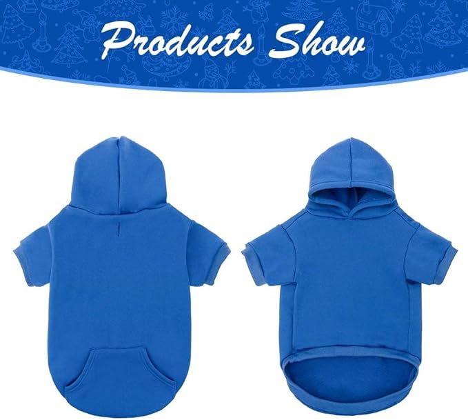 KOOLTAIL Dog Hoodie for Large Medium Small Dogs,Soft and Warm Pet Sweater with Leash Hole and Pocket Boy Girl,Puppy Fall Winter Jacket Clothes,French Pitbull Cold Weather Coat Sweatshirt,Blue SM
