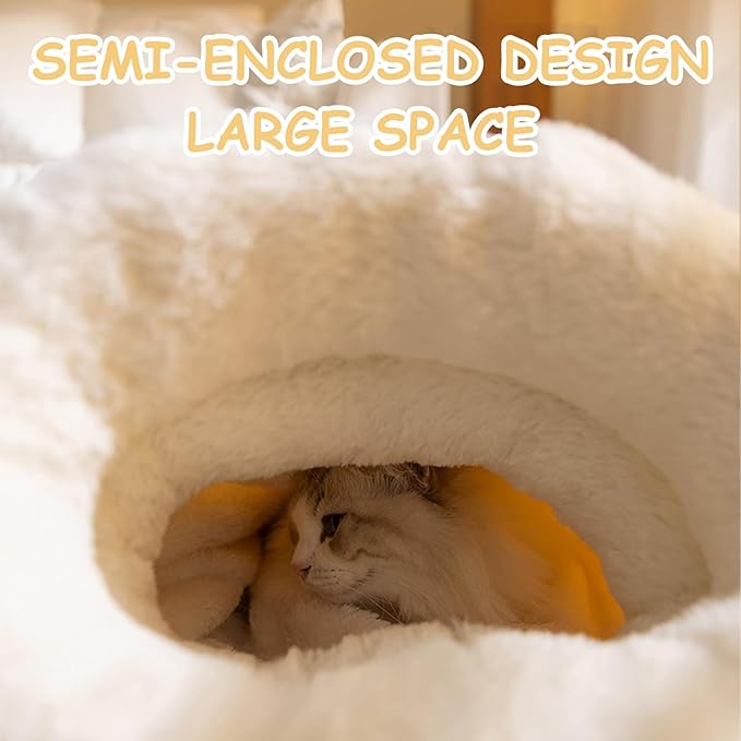 Cat Sleeping Bag, Cat Sleeping Bag for Indoor Cats Self Heating Cozy Winter Soft Plush Self Warm Kittens Indoor Sack 360°Wrap Comfortable Pet Snuggle Sack for Cats up to 8kg/17.6lb (Yellow Plaid)