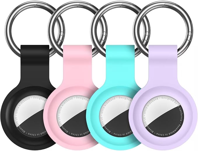 Compatible with AirTag Holder Case Keychain 4 Pack,for AirTag 2nd & 1st Generation Key Chain Ring Case Cover for Air Tag Holder GPS Tracker Air Tag 2nd gen Finders Air Tagholder for Kids,Bags,Luggages