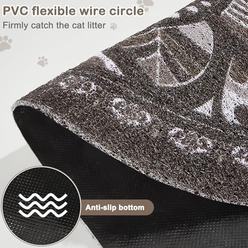 Glittme 33"x22" Cat Litter Mat with Mesh Design - Non-Slip & Waterproof Litter Trapping Pad for Litter Box Soft Texture for Pets,Dark Brown