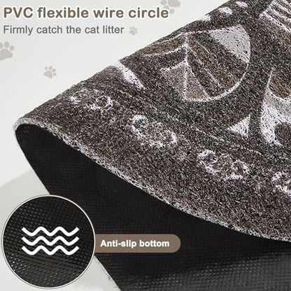 Glittme 33"x22" Cat Litter Mat with Mesh Design - Non-Slip & Waterproof Litter Trapping Pad for Litter Box Soft Texture for Pets,Dark Brown