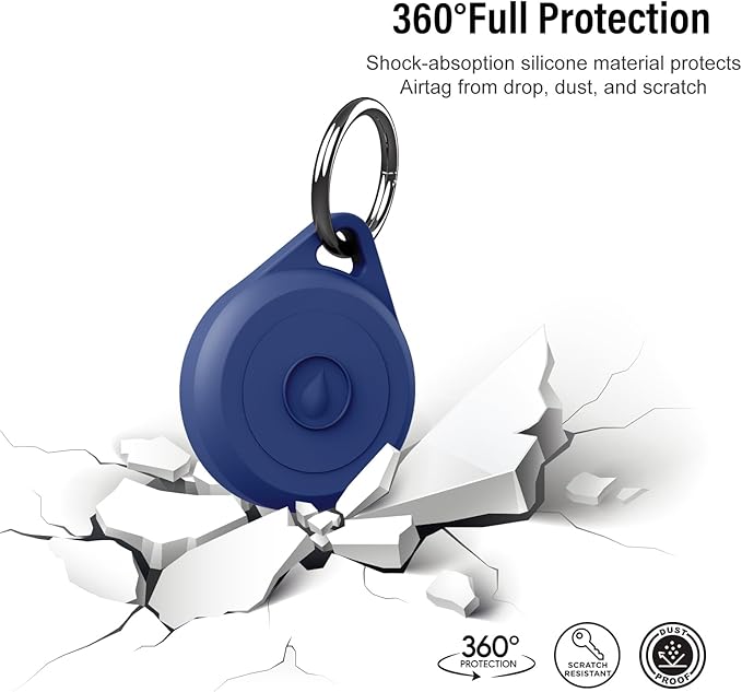 Air tag Keychain Holder Case for Apple Air tag, 4 Pack of IPX8 Waterproof, Fully Shockproof, Anti Scratch Air tag Holder Case for Key, Kid, Bag, Luggage, Pets Collar